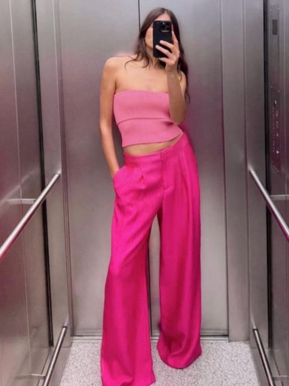 Zara Hot Pink Wide Leg Pants sz m